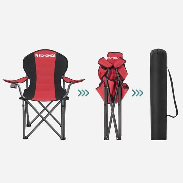 Rootz 2 Pack Red Camping tuolit - Ulkotuolit - Kannettavat istuimet - 600D Oxford Cloth - Vaahtomuovipehmuste - Jauhemaalatut metalliputket - 90cm x 5