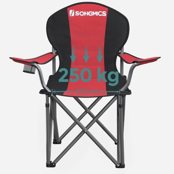 Rootz 2 Pack Red Camping tuolit - Ulkotuolit - Kannettavat istuimet - 600D Oxford Cloth - Vaahtomuovipehmuste - Jauhemaalatut metalliputket - 90cm x 5