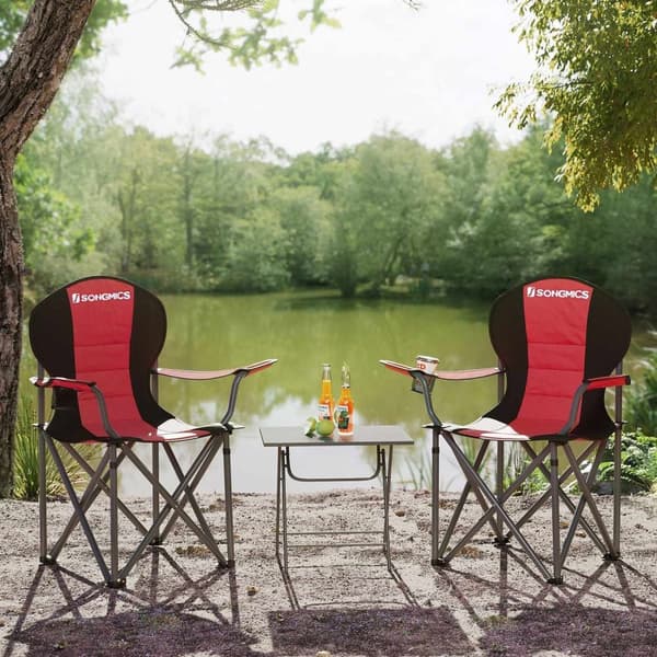 Rootz 2 Pack Red Camping tuolit - Ulkotuolit - Kannettavat istuimet - 600D Oxford Cloth - Vaahtomuovipehmuste - Jauhemaalatut metalliputket - 90cm x 5