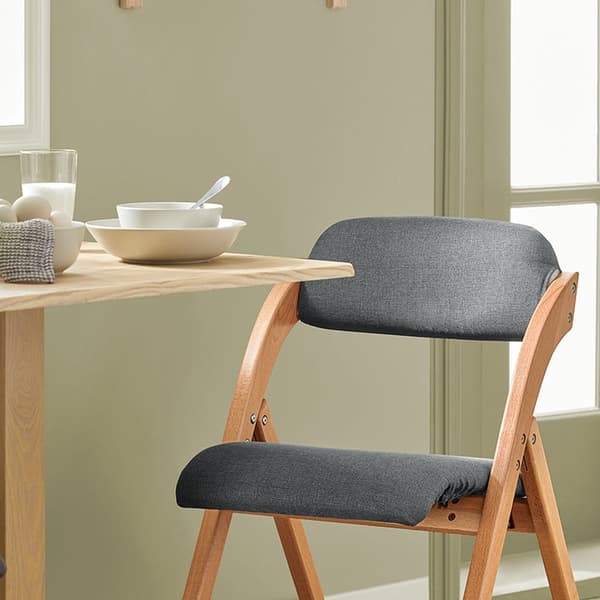 Rootz hopfällbar stol - Köksstol - Skrivbordsstol - Mörkgrå - Vadderad komfort - Utrymmesbesparande design - Avtagbart tvättbart överdrag - 47cm x 77c