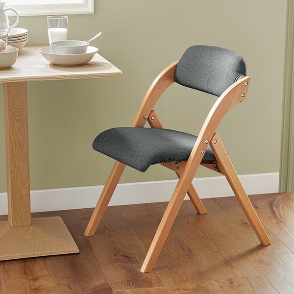 Rootz hopfällbar stol - Köksstol - Skrivbordsstol - Mörkgrå - Vadderad komfort - Utrymmesbesparande design - Avtagbart tvättbart överdrag - 47cm x 77c