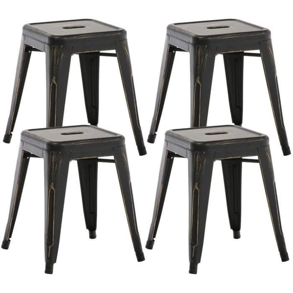 Set med 4 Armin industripallar - CLP - Svart-Guld - Metall - Stabil och stapelbar