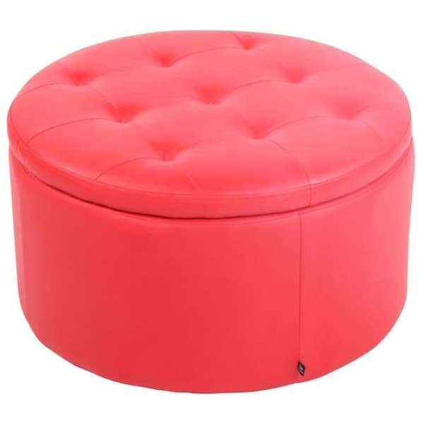 Puff - Evora bröstpall - CLP - Röd - Imiterat läder - Chesterfield design