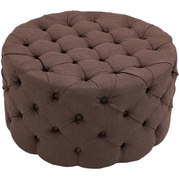 Taburett - Drancy - Chesterfield - Tyg - Brun - 46 cm i höjd