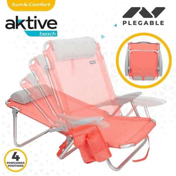 Aktive Beach fällbara solstolar i flera lägen med dyna - korall