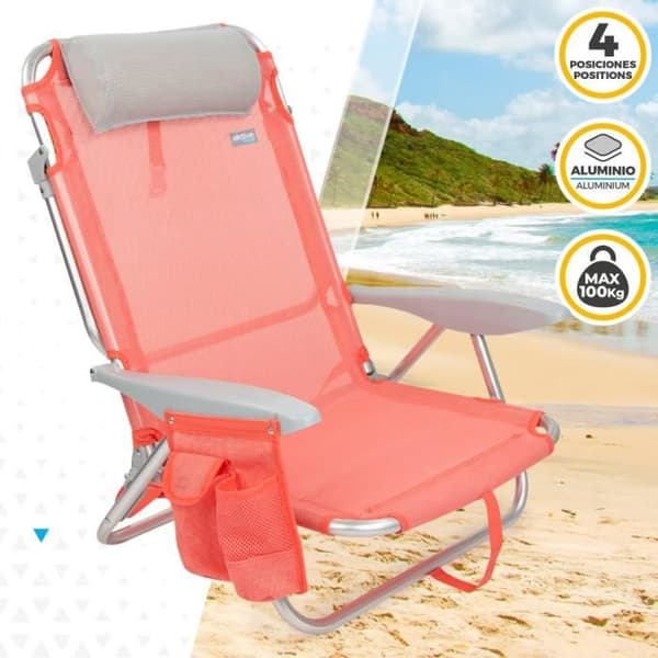 Aktive Beach fällbara solstolar i flera lägen med dyna - korall