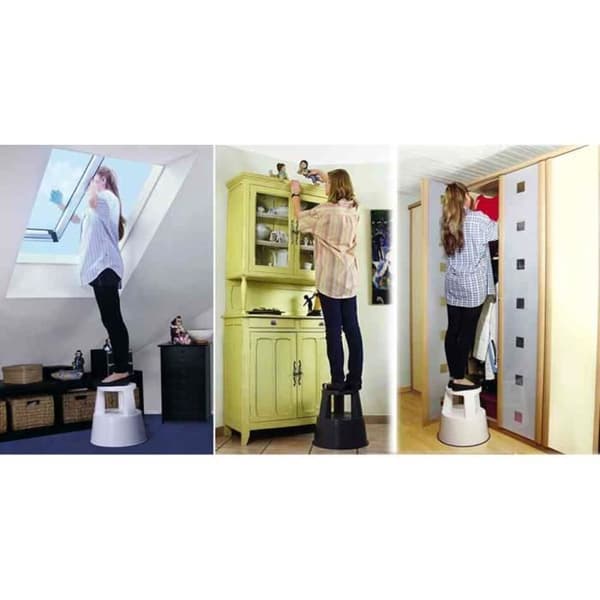 Vit trapppall i plast med 3 hjul - WEDO