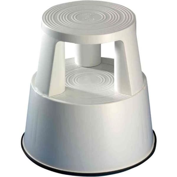 Vit trapppall i plast med 3 hjul - WEDO