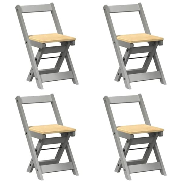 vidaXL spisebordsstole 4 stk. Corona foldbare massivt fyrretræ grå