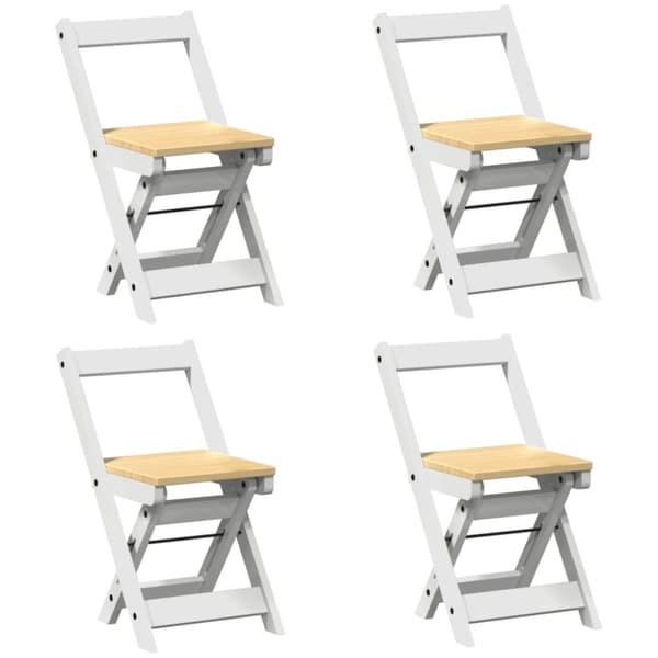 vidaXL spisebordsstole 4 stk. Corona foldbare massivt fyrretræ hvid