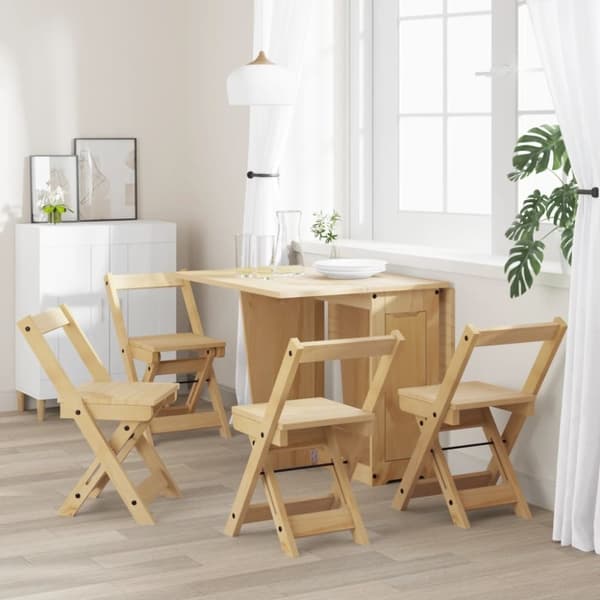 vidaXL Sammenleggbare spisestoler 4 stk Corona voksbrun heltre furu