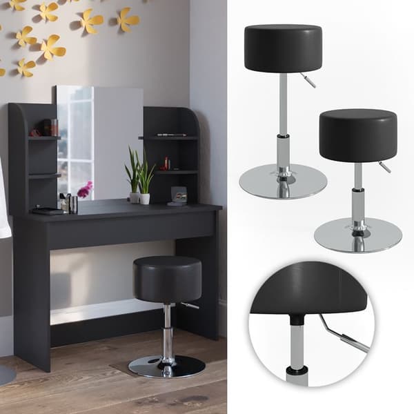Vicco Designer Pall, Svart, 33 x 67 cm för sminkbord