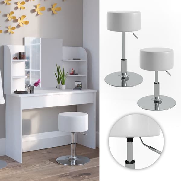 Vicco Designer Pall, Vit, 33 x 67 cm för sminkbord