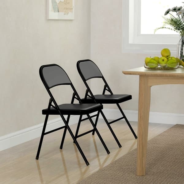 Rootz hopfällbara stolar - Set med 2 vadderade metallstolar - Vikbar och lätt - Lätt att förvara - Robust stålram - 45cm x 46cm x 78cm