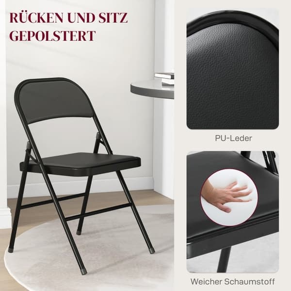 Rootzin kokoontaitettava tuolisarja 4 - metallirunko - Pehmustettu istuin - Tapahtumaistuimet - Helppo säilytys - Tukeva muotoilu - 45 cm x 46 cm x 78