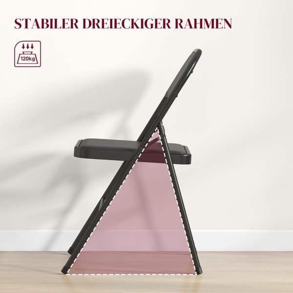 Rootzin kokoontaitettava tuolisarja 4 - metallirunko - Pehmustettu istuin - Tapahtumaistuimet - Helppo säilytys - Tukeva muotoilu - 45 cm x 46 cm x 78
