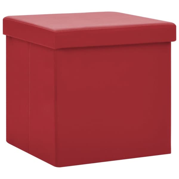 Hopfällbar förvaringspall vinröd PVC