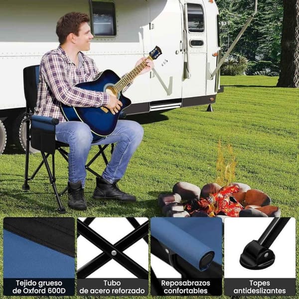 Rootz fiskestol - bærbar foldbar campingstol - udendørs strandstol - Oxford stof - 62 cm x 93 cm x 61 cm