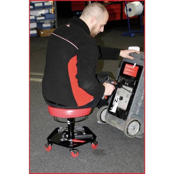 Pall på hjul - KS TOOLS - Höjdjusterbar - Röd - 370 x 565 mm - 6 kg
