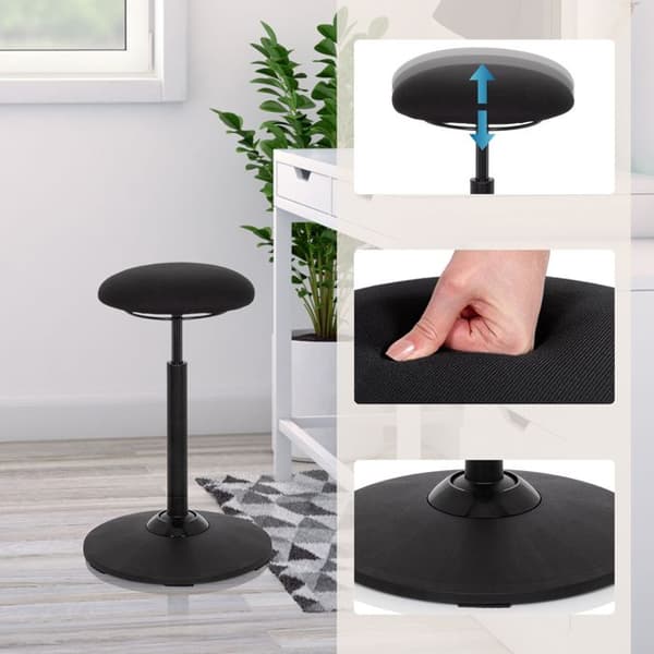 Stå- och sittstol - hjh OFFICE - BALANCE SIT - Svart - Tyger
