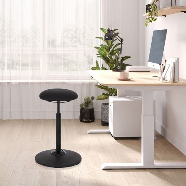 Stå- och sittstol - hjh OFFICE - BALANCE SIT - Svart - Tyger