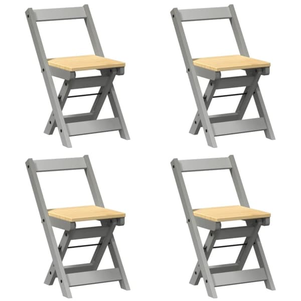 spisebordsstole 4 stk. Corona foldbare massivt fyrretræ grå