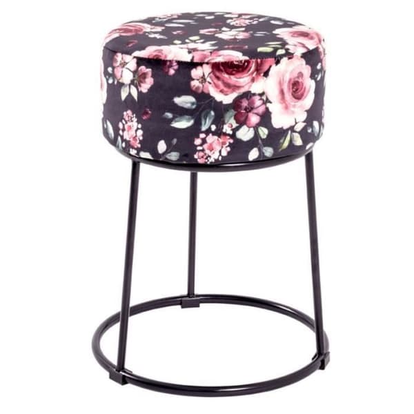 Sammetspall "Flower Pattern" 46cm Svart &amp; Rosa - Paris Prix