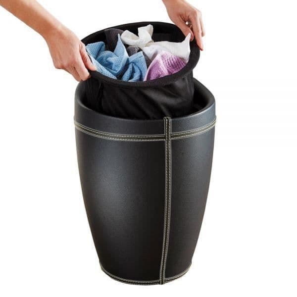 Tvättkorgspall - WENKO - Godis - Faux - Svart - 20 liter