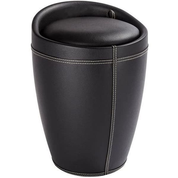 Tvättkorgspall - WENKO - Godis - Faux - Svart - 20 liter