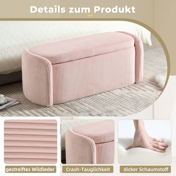 Förvaringspall,Sängpall i sammet, Sits, Vardagsrum, Entré, Sovrum, Flerfunktionspall, Rosa