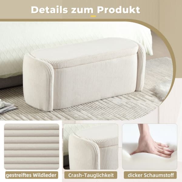 Förvaringspall, Sängpall i sammet, Sits, Vardagsrum, Entré, Sovrum, Flerfunktionspall, Beige