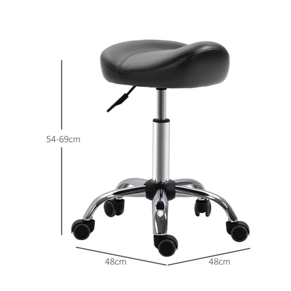 Rootz Salon Jakkara - Toimistojakkara - Keinonahkainen jakkara - Korkeussäädettävä - Ergonominen muotoilu - 48cm x 48cm x 54-69cm