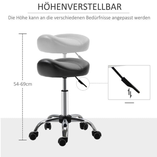 Rootz Salon Jakkara - Toimistojakkara - Keinonahkainen jakkara - Korkeussäädettävä - Ergonominen muotoilu - 48cm x 48cm x 54-69cm