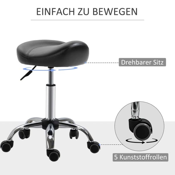 Rootz Salon Jakkara - Toimistojakkara - Keinonahkainen jakkara - Korkeussäädettävä - Ergonominen muotoilu - 48cm x 48cm x 54-69cm