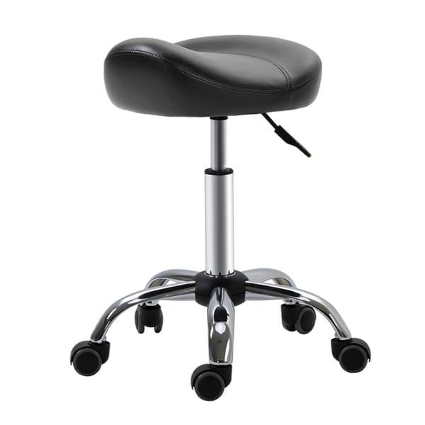 Rootz Salon Jakkara - Toimistojakkara - Keinonahkainen jakkara - Korkeussäädettävä - Ergonominen muotoilu - 48cm x 48cm x 54-69cm