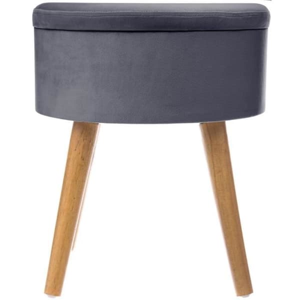 Taburett pouf förvaringskista - Skandinavisk stil - RUND - Mörkgrå - 36 cm diameter - 44 cm höjd