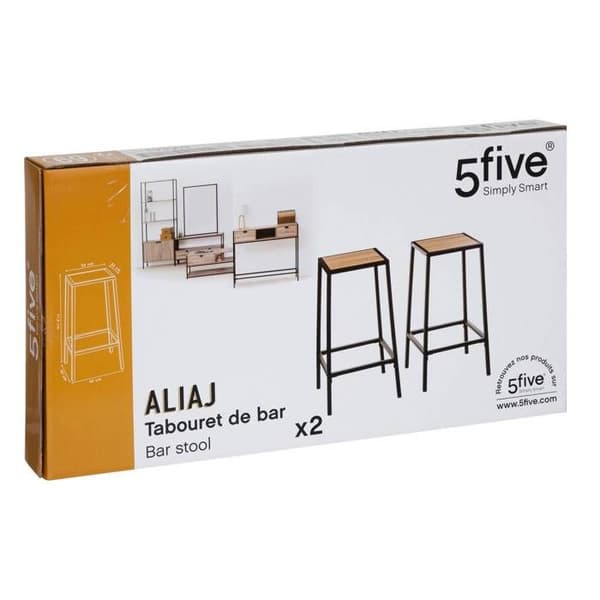 5five - sats med 2 barstolar med naturlig ek-effekt "aliaj"