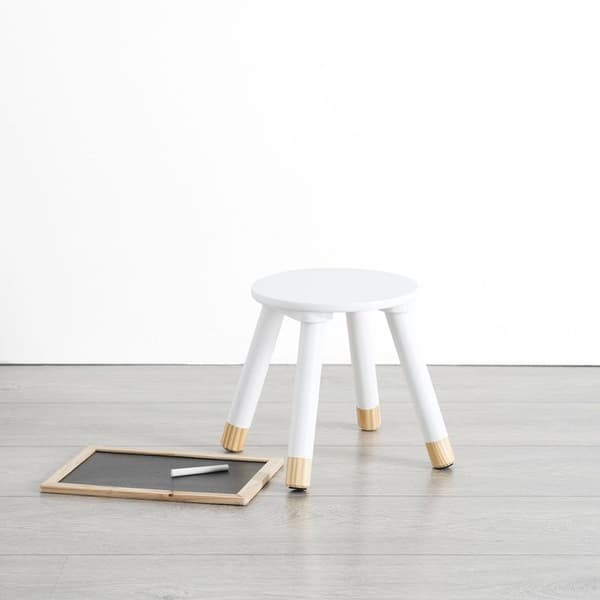 Trästoool - ATMOSPHERA - Vit - Diameter 24 cm - Höjd 26 cm - Modern design
