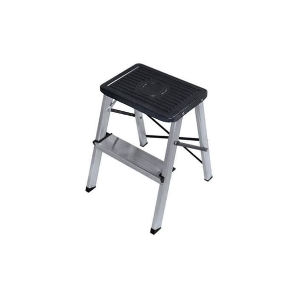 2-stegs fällbar pall - BigBuy Tools - Aluminium - Svart