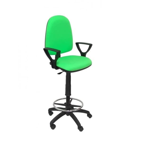 Ergonomisk pall med höjdjusterbar permanent kontaktmekanism och fotstödsring Sits och ryggstöd
