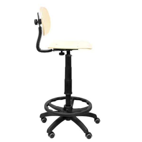 Ergonomisk arbetspall, vridbar och justerbar i höjdled (krom fotstödsring) Sits och ryggstöd i bok PIQUERAS