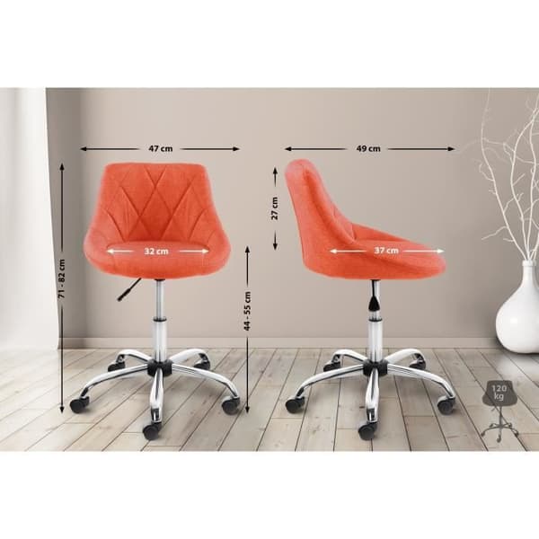 Arbetsstol - CLP - Lazio - Höjdjusterbar - Svängbar - Orange-Tyg