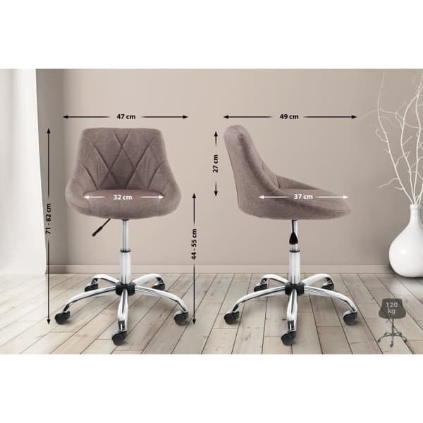 Justerbar och roterande arbetspall Lazio, metallbas, taupe-tyg