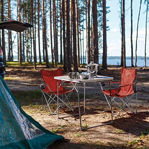 Campingstolar - Strandstolar - Uppsättning av 2 - Foldbar - med transportväska - Röd