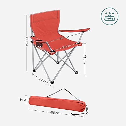 Campingstolar - Strandstolar - Uppsättning av 2 - Foldbar - med transportväska - Röd
