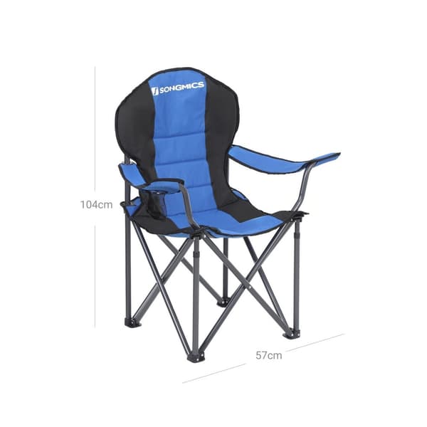 Campingstol - Foldestol - sammenfoldelig med flaskeholder - Blå/sort
