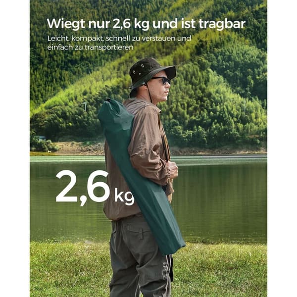 Campingstol - sæt af 2 med kopholder - mørkegrøn