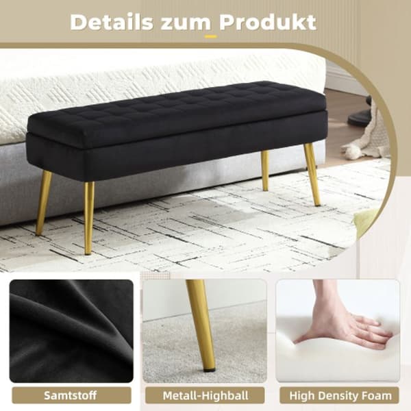 Förvaringspall, metallben, stoppad sammetspall, sängpall, sovrum, vardagsrum, vardagsrum, vior