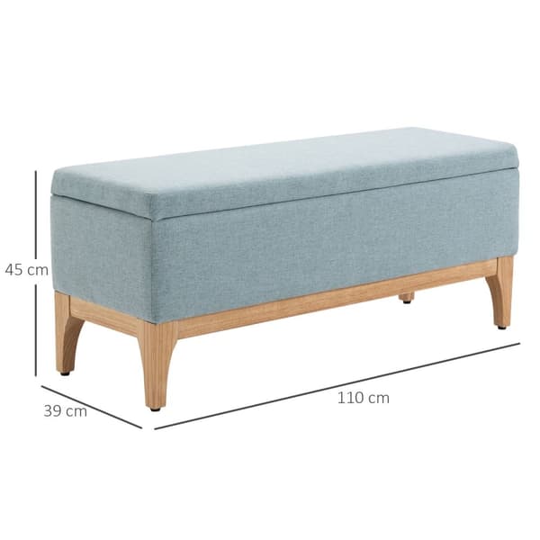 Rootz Skandinavian tyylinen säilytyspenkki - FootStool - sivupöytä - tilava säilytys - 110L x 39W x 45H cm - sininen kangas