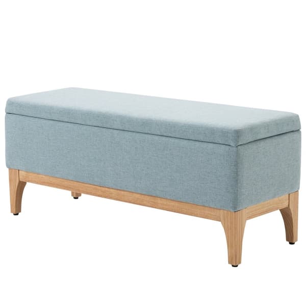 Rootz Skandinavian tyylinen säilytyspenkki - FootStool - sivupöytä - tilava säilytys - 110L x 39W x 45H cm - sininen kangas